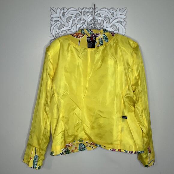 REDD Jeans size 10 Denim JACKET Button-up Pockets Long Sleeves Lined YELLOW - Picture 15 of 16